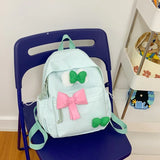 Qfdian Streetwear Travel Backpacks for Women Students Fashion All Match Trendy Schoolbags Sweet Y2k Aesthetic Plaid Kawaii Bow Backpack