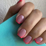 Qfdian 24Pcs Nude White French Fake Nail Short Square Nail Tips Fashion Wearable False Nails with Glue Simple Full Cover Press on Nails