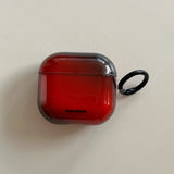 Qfdian Lovely Black Red Gradient Soft Case With Keychain Fall Prevention Lanyard Earphone Cover for AirPods 1 2 3 4 Pro 2 TPU Shell