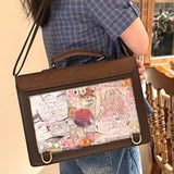 Qfdian Japanese Vintage Ita Bags Transparent Y2k Aesthetic Handbags Jk Girls Preppy Schoolbags Women Students Chic All Match Backpacks