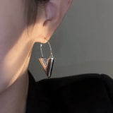 Qfdian  Personalized internet celebrity triangle pointed earrings