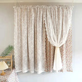 Qfdian  Curtains for Bedroom Living Dining Room Lace Pastoral Floral French Windows Door Luxury Country Style Simple