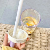 Qfdian  Original Design Purple Bow Water Cup With Straw Cute Coffee Bubble Milk Tea Plastic Cup Large Capacity Students Water Bottle New