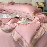 Qfdian Premium 1000TC Egyptian Cotton Luxury Gold Embroidery Hotel Style Bedding Set Duvet Cover Flat/Fitted Bed Sheet Pillowcases 4Pcs