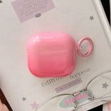 Qfdian New Gradient Pink Gloss Smooth Soft Silicone Case With Keychain For Apple AirPods Pro 2 3 4 1 Wireless Bluetooth Earphone Cover