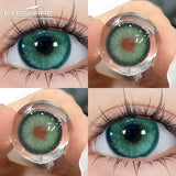 Qfdian 1Pair New Colored Contact Lenses for Eyes Brown Lenses Green Eye Lenses Gray Pupils Yearly Cosmetic Eye Contact Lens