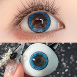 Qfdian  2pcs Cosplay Colored Contact Lenses Blue Purple Doll Eyes for Anime Halloween Makeup Soft Contact Lenswith Prescription