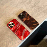 Qfdian Summer hot red motting phone case for iphone 14pro 15pro 15 pro max 13pro 12 14 13 shiny chocolate color shockproof shell fundas
