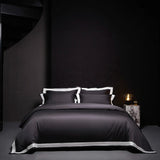 Qfdian 4Pcs Premium 1000TC Egyptian Cotton Solid Color Hotel Style Wide Edge Bedding Set Duvet Cover Bed Sheet/Fitted Sheet Pillowcases