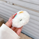 Qfdian 3D DIY New year gifts plush warm soft earphone case for apple airpods 1 2 3 4 pro 2 cute snowflake white protection coque cover