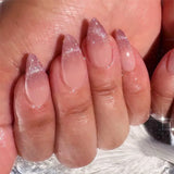 Qfdian  24Pcs Mid-length Almond Ballet False Nails Simple Cat Eye Design Press on Fake Nail Wearable Full Cover Nail Tips Manicure Tools
