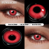 Qfdian  1 Pair Red Cosplay Witch Contact Lenses Halloween Black White Makeup Lens Crazy Party Role Playing Eye Contacts Lens