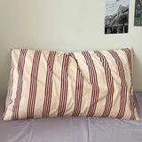 Qfdian  1pc Retro Korean Style Cotton Stripe Pillowcover Simple Envelop Sleeping Pillowcase Cushion Cover Home BedroomBedding Decor Gift
