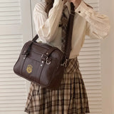 Qfdian  Vintage Y2k Aesthetic Jk Students Shoulder Bags Preppy Women Streetwear Casual Underarm Bag Fashion All Match Handbags Crossbody