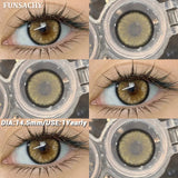 Qfdian  1 Pair Colored Contact Lenses BROWN Natural Eye Contacts Super Natural Lens Gray Color Lens Beautiful Pupils Cosmetics