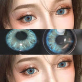 Qfdian Colored Contact Lenses for Eyes Natural Beauty Color Lens Eyes Lenses for Eyes Grey Blue Lenses with Diopter Yearly Cosmetics