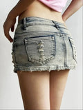 Qfdian  Korean Fashion Retro Y2 Sexy Women's Denim Skirt Summer New Y2K Spicy Girl Low Waisted Women Tight Fitting Buttocks Mini Skirt