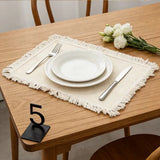 Qfdian  Plain Wide fringe napkin placemat, Durable polyester thick placemat, Can be reused for kitchen, Dining, Wedding decoration