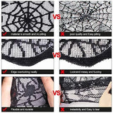 Qfdian  Rectangular Halloween Tablecloth, Halloween Bat Spider Web Tablecloth Decor, Black Lace Tablecloth Bat Cobweb Table Cover for H