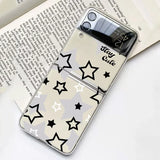 Qfdian  Cute Star Phone Case for Samsung Galaxy Z Flip 6 ZFlip 5 5G Hard Transaprent Cover for Samsung ZFlip 4 Z Flip 3 7 Kawaii Shell