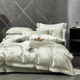 Qfdian 4Pcs High Precision Damask Jacquard Egyptian Cotton Soft Silky Bedding Set Duvet Cover Set Bed Sheet/Fitted Sheet Pillowcases