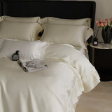 Qfdian 4Pcs Luxury Embroidery 1000TC Lyocell Eucalyptus Fiber Soft Silky Bedding Set Duvet Cover Set Bed Sheet/Fitted Sheet Pillowcases