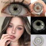 Qfdian  1 Pair Big Eyes Colored Contact Lenses Natural Brown Eyes Lens Gray Pupils Eyes Makeup Korean Style Contact Yearly Use