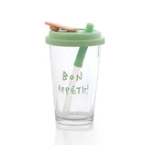 Qfdian  Cute Clear Glasses Cup With Straw and Lids Leak Proof Tumbler Drinkware Cold Glass Coffee Mugs Home Office Milk Juice Water Cups