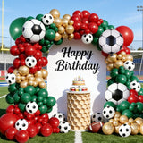 Qfdian  112Pcs Soccer Balloon Garland Kit |   Red, Green & Gold Football Birthday Party Decor for Soccer Fans 🎈