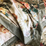 Qfdian 1000TC Egyptian Cotton Vintage Oil Painting Style Flowers Print Bedding Set Duvet Cover Flat/Fitted Bed Sheet Pillowcase 4Pcs