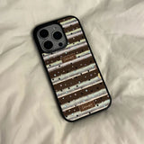Qfdian  Korean Stars Stripes Phone Case For iPhone 17Air 16 Pro Max Plus 15 14 13 12 11 XS XR Shockproof Black Acrylic Bumber Cover