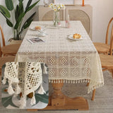 Qfdian  1pc Lace Openwork Tablecloth Retro European Style Lace Crochet Embroidery Coffee Tea Table Cloth Wedding Party Garden Home Decor