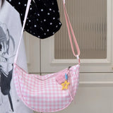Qfdian  Luxury Design Sweet Y2k Aesthetic Crossbody Bag Women Contrast Color Plaid Handbags Fashion Kawaii Girls Cellphone Shoulder Bags