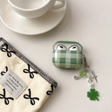 Qfdian  Green plaid is suitable for Apple earphone case airpods4 wireless bluetooth earphone case.