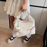 Qfdian New Women Chic Bow All Match Underarm Bag Fashion Casual All Match Underarm Bag Sweet Y2k Aesthetic Fairy Elegant Handbags