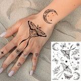 Qfdian  Waterproof Temporary Tattoo Stickers  Mandala Lace Hand Finger Wedding White Fake Tatto Flash Tatoo Body Art for Women Bride