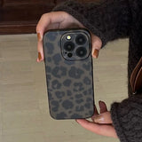 Qfdian Matte Leopard Amber Silicone Back Cover Neutral Mobile Phone Case For iPhone 16 15 14 13 12 11 Pro Max Protective Fundas Cover