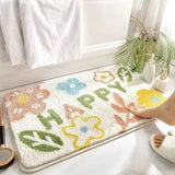 Qfdian 1pc 40*60cm Cute Flower Bathroom Rug, Machine Washable Bathroom Floor Mat, Extra Soft Absorbent Non-Slip Bath Rug