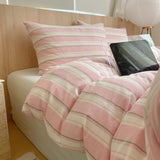 Qfdian  Nordic Ins Bedding Set Pure Cotton Duvet Cover Set Bed Sheets Set Skin-Friendly Single Twin Full Queen Size Flat&Fitted Sheet