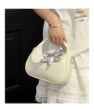 Qfdian Luxury Design Top-Handle Bag Women Office Lady Elegant Casual Shoulder Handbags Fairy Y2k Aesthetic Fashion Chic Crossbody Bags
