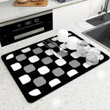 Qfdian  Diatomaceous Earth Absorbent Kitchen Mat Quick Dry Dish Pad Non Slip Countertop Protector Washable Reusable Easy Clean Home Use