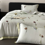 Qfdian Luxury Organic Bamboo Soft Silky Printing Bedding Set Single Double Queen King Size Duvet Cover Flat/Fitted Bed Sheet Pillowcase
