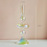 Qfdian Glass Candle Holder Home Decor Nordic Rainbow Vase Flower Table Living Room Decoration Candlestick Holder for Wedding