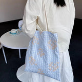 Qfdian  Korean Women Trendy Harajuku Handbags Patchwork Sequined Chic Plaid Embroidery Shoulder Bags Y2k Aesthetic Fashion Underarm Bag