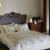 Qfdian  1000TC Egyptian Cotton Bedding Set Vintage Oil Painting Floral Butterfly Duvet Cover Set Luxury Soft Bed Sheets Pillowcases 4Pcs