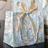 Qfdian  6Pcs Pastel Tulip Print Portable Paper Gift Bag with Ribbon for Festival Weddings Souvenir Teachers' Day Cloth Store Packing Bag