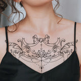 Qfdian  Waterproof Temporary Tattoo Sticker Flower Geometry Bow sexy Fake Tatto Flash Tatoo chest Tato for Girl Women