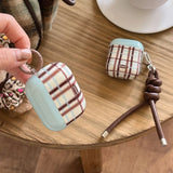 Qfdian Korea fashion cute plaid sweater pattern gloss cover soft shockproof protection case for airpods 1 2 3 4 pro 2 coque fundas