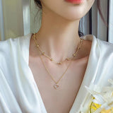 2024 Fashion New Gold Color Double Layer Heart Necklace For Women Clavicle Chain Elegant Charm Wedding Pendant Jewelry