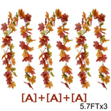 Qfdian  2/3pcs Artificial Maple Leaf Fall Garland Autumn Leaves Hanging Vines Thanksgiving Halloween Wedding Home Decorations 5.7Ft Each